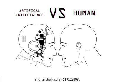 Humans Vs Robots Ai Artificial Intelligence Stock Vector (Royalty Free)  1191228997 | Shutterstock